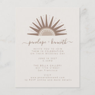 Papier Invitation de mariage simple et bohème taupe solei