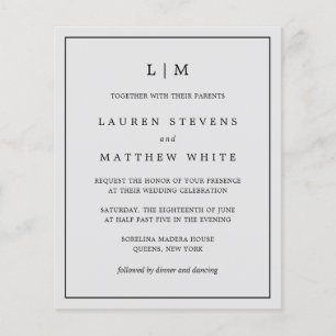 Papier Invitation de mariage simple et économique avec mo