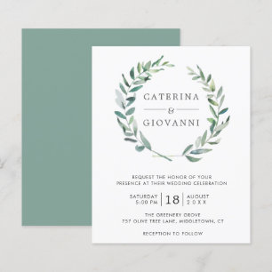 Papier Invitation de mariage simple et rustique avec verd