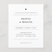 Papier Invitation de mariage simple moderne noir et blanc (Devant)