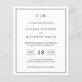 Papier Invitation de mariage simple noir et blanc à petit (Devant)