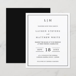 Papier Invitation de mariage simple noir et blanc à petit