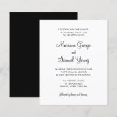 Papier Invitation de mariage simple noir et blanc à petit (Devant / Derrière)
