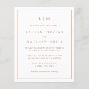 Papier Invitation de mariage simple rose bon marché avec