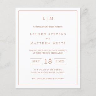 Papier Invitation de mariage simple rose pastel bon march
