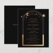 Papier Invitation de mariage Soleil Lune Étoiles Céleste (Devant / Derrière)