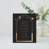 Papier Invitation de mariage Soleil Lune Étoiles Céleste (Debout devant)