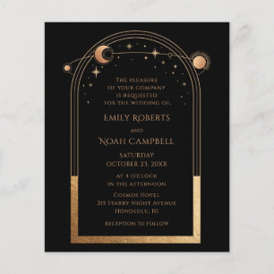 Papier Invitation de mariage Soleil Lune Étoiles Céleste