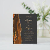 Papier Invitation de mariage sombre à l'agate orange brûl (Debout devant)