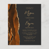Papier Invitation de mariage sombre à l'agate orange brûl (Devant)