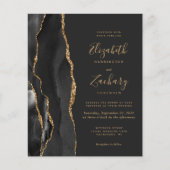 Papier Invitation de mariage sombre en agate noire de pet (Devant)