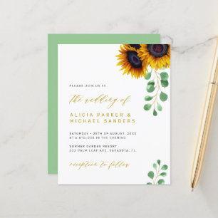 Papier Invitation de mariage tournesols eucalyptus à peti