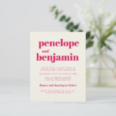 Papier Invitation de mariage tout-en-un rose chaud Super (Debout devant)