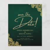 Papier Invitation de mariage tout-en-un Vert Émeraude ave (Devant)