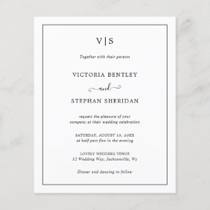 Papier Invitation de mariage traditionnelle noir et blanc