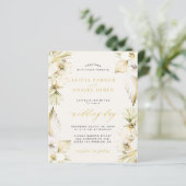 Papier Invitation de mariage tropical bohème en paille de (Debout devant)