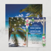 Papier Invitation de mariage tropical plage pas cher (Devant / Derrière)