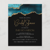 Papier Invitation de mariage turquoise géode agate budget (Devant)