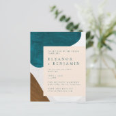 Papier Invitation de mariage Turquoise Gold Formes Abstra (Debout devant)