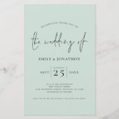 Papier Invitation de mariage vert de code QR de script bu (Devant)