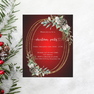 Papier Invitation de Noël à la fête de Noël au cône d'or