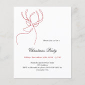 Papier Invitation de Noël de rennes blancs rouges (Devant)