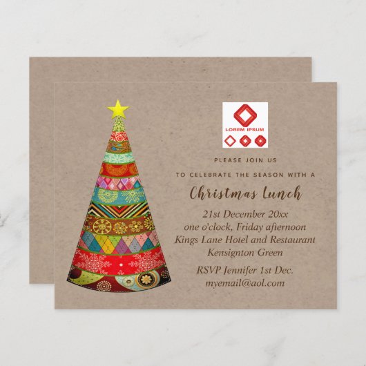 Papier Invitation de Noël d'entreprise (AJOUTER LOGO) Rus (Devant / Derrière)