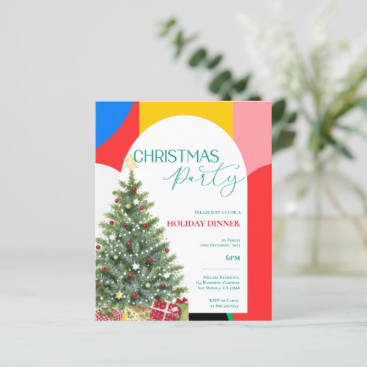Papier Invitation de Noël Motif Abstrait (Debout devant)