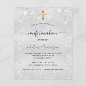 Papier Invitation de parties scintillant argent de confir (Devant)