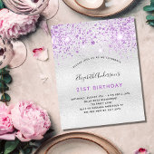 Papier Invitation de parties scintillant argent violet d'