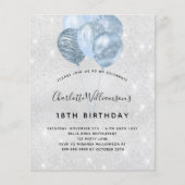 Papier Invitation de parties scintillant bleu argent d'an (Devant)