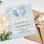 Papier Invitation de parties scintillant bleu argent d'an