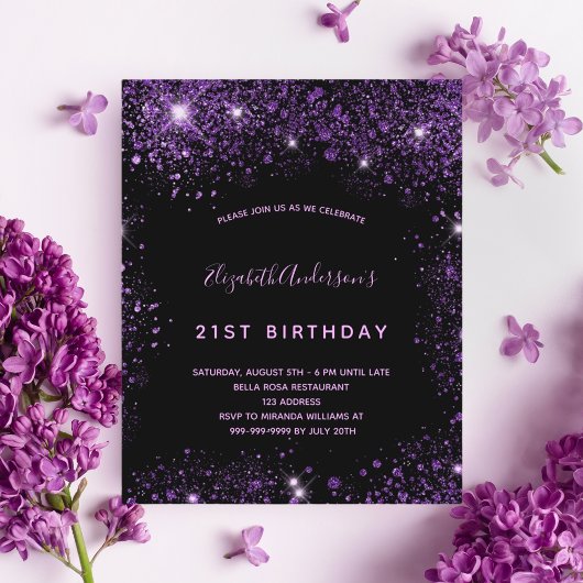 Papier Invitation de parties scintillant d'anniversaire d