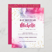 Papier Invitation de Parties scintillant d'aquarelle du b (Devant / Derrière)