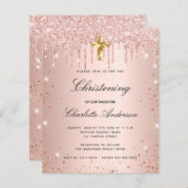 Papier Invitation de parties scintillant de rose de brous (Devant / Derrière)