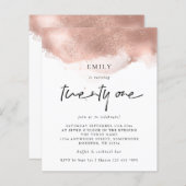 Papier Invitation de Parties scintillant d'or Rose budgét (Devant / Derrière)