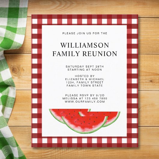 Papier Invitation de pastèque Plaid de la famille Budget