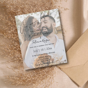 Papier Invitation de photo de mariage pour Voyage vers l'