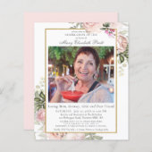 Papier Invitation de photos de fleurs rose budget (Devant / Derrière)