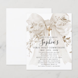 Papier Invitation de première communion à ruban blanc BUD
