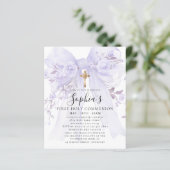 Papier Invitation de première communion à ruban violet BU (Debout devant)