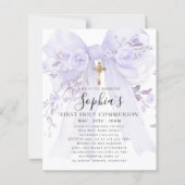 Papier Invitation de première communion à ruban violet BU (Devant)