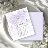 Invitation de première communion à ruban violet BU