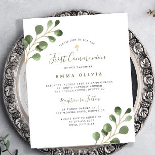 Papier Invitation de première communion au budget eucalyp
