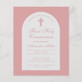 Papier Invitation de première communion avec arche rose p (Devant)