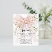 Papier Invitation de première communion florale rose arc- (Debout devant)