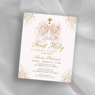 Papier Invitation de première communion pour fille à budg