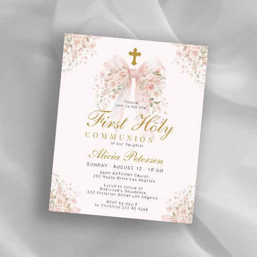 Papier Invitation de première communion pour fille à budg