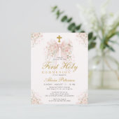Papier Invitation de première communion pour fille à budg (Debout devant)
