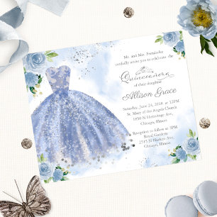 Papier Invitation de Quinceanera à budget bilingue Robe b